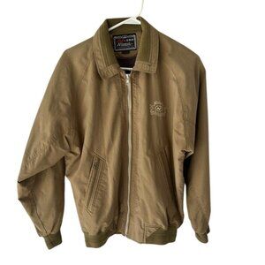 vintage bomber jacket unisex womens  sz L brown full zip lined Y2K